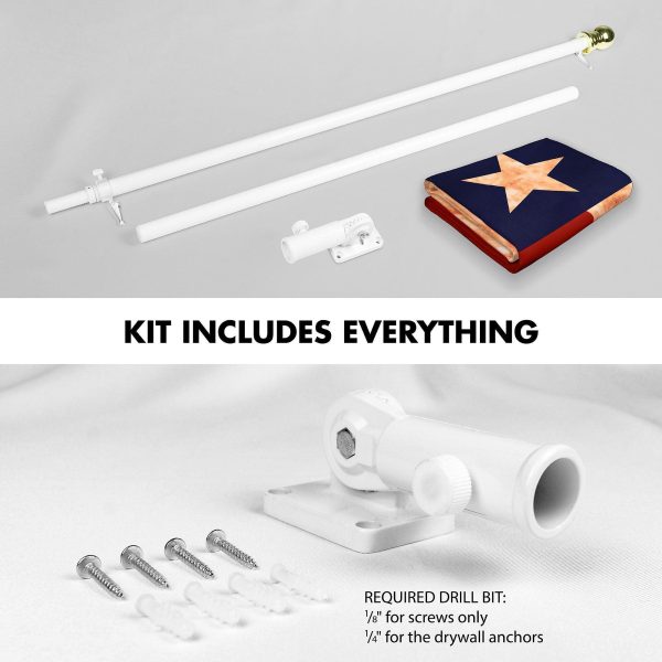 G128 Combo Pack: 6 Ft Tangle Free Aluminum Spinning Flagpole (White) & Texas Tea-Stained Flag 3x5 Ft, LiteWeave Pro Series Printed 300D Polyester | Pole with Flag Included - Image 2