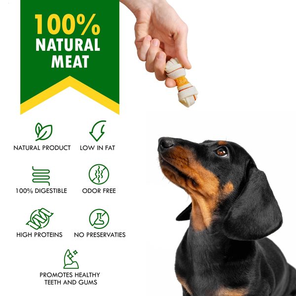Dog Rawhide Sticks Wrapped with Chicken & Pet Natural Chew Treats   Grain Free Organic Meat & Human Grade Dried Snacks in Bulk   Best Twists for Training Small & Large Dogs   Made for USA (Bones) - Image 2