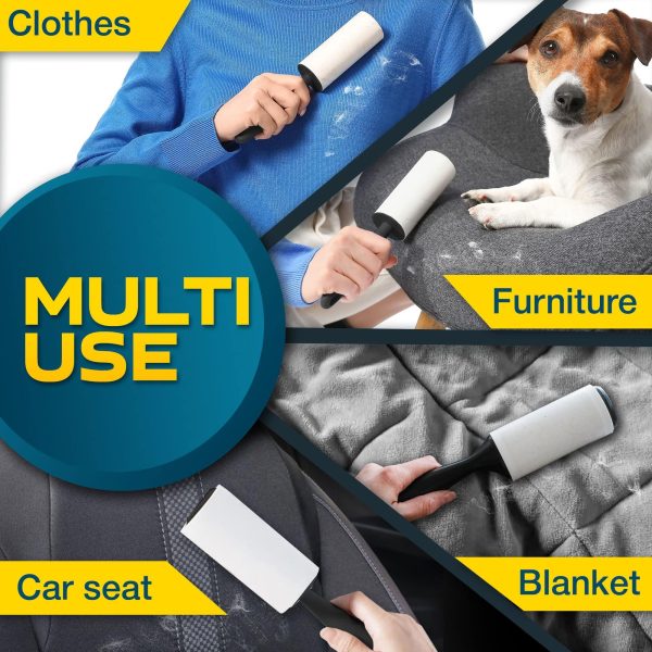 Lint Rollers 2 pcs 540 Sticky Sheets Extra 4 Spare Rollers Hair Remover for Clothes Furniture Couch Carpet Dog Hair Remover Cat Hair Remover Animal Fur Fuzz - Image 3
