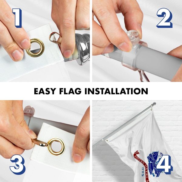 G128 - 5 Feet Tangle Free Spinning Flagpole (Silver) US Army Flag Double Sided Brass Grommets Embroidered 2x3 ft (Flag Included) Aluminum Flag Pole - Image 7