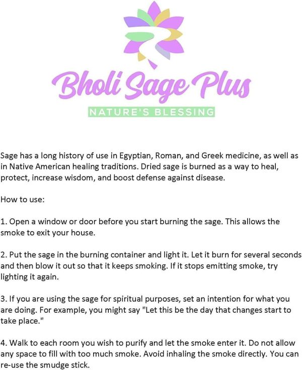Bholi Sage Plus Sage Smudge Kit for Cleansing Negative Energy Lavender with White Sage Smudge Sticks Pack of 4 - Image 2