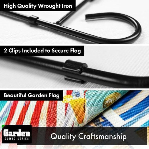 G128 Combo Pack: Garden Flag Stand Black 36x16 Inch & Garden Flag Beach Summer with Chairs Umbrella 12x18 Inch - Image 3