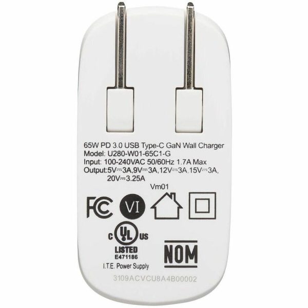 Eaton Tripp Lite Series Compact USB-C Wall Charger - GaN Technology, 65W PD Charging, White - Image 7