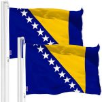 G128 2 Pack: Bosnia and Herzegovina Flag | 3x5 Ft | LiteWeave Pro Series Printed 150D Polyester | Country Flag, Vibrant Colors, Brass Grommets, Thicker and More Durable Than 100D 75D Poly
