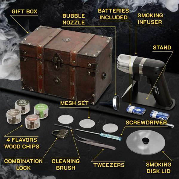 Smoking Gun Wood Smoke Infuser Birner PRO   Smoking Box Kit 12 PCS Smoker Machine with Accessories and Wood Chips   Cold Smoke for Food and Drinks   Gift for Man - Image 5