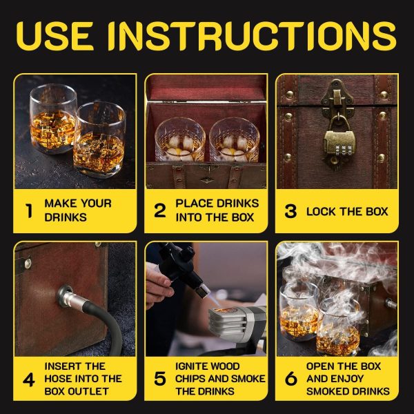 Smoking Gun Wood Smoke Infuser Birner PRO   Smoking Box Kit 12 PCS Smoker Machine with Accessories and Wood Chips   Cold Smoke for Food and Drinks   Gift for Man - Image 8