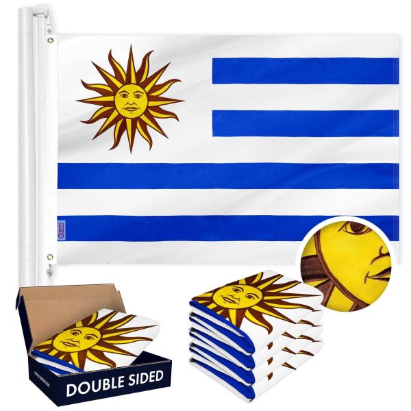 Uruguay Uruguayan Flag 3x5 Ft 5-Pack Double-sided Embroidered Polyester By G128