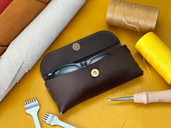 Leather Glasses Case Eyeglass Case Sunglass Case Genuine Leather Slim Glasses Case for Men and Women - Image 3