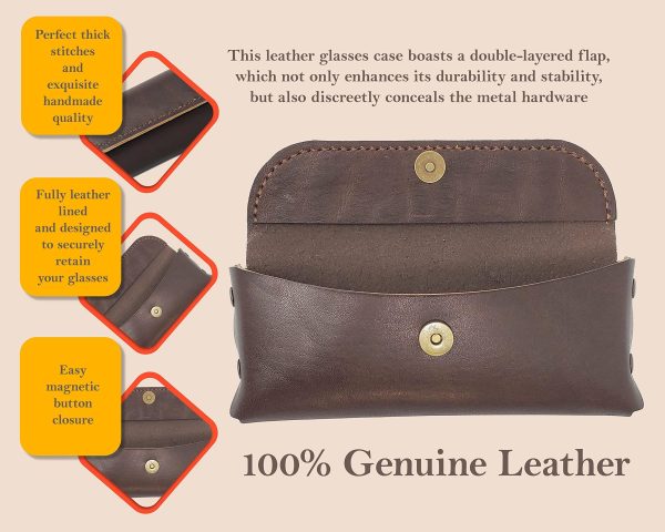 Leather Glasses Case Eyeglass Case Sunglass Case Genuine Leather Slim Glasses Case for Men and Women - Image 4