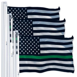 Thin Green Line American Flag 3x5 Ft 3-Pack Printed 150D Polyester By G128