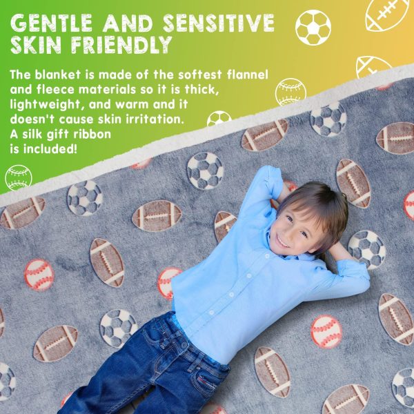 Glow in The Dark Blanket. Blue Flannel Fleece Blanket for Boys. Two Sided Soccer Kids Blanket. 6 Hours Glow in The Dark Blankets 50 x 60 Inches - Image 4