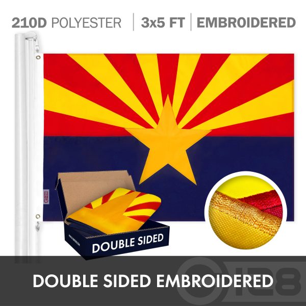 G128 Combo Pack: USA American Flag 3x5 Ft Embroidered Stars & Arizona State Flag 3x5 Ft Embroidered Double Sided 2ply - Image 6