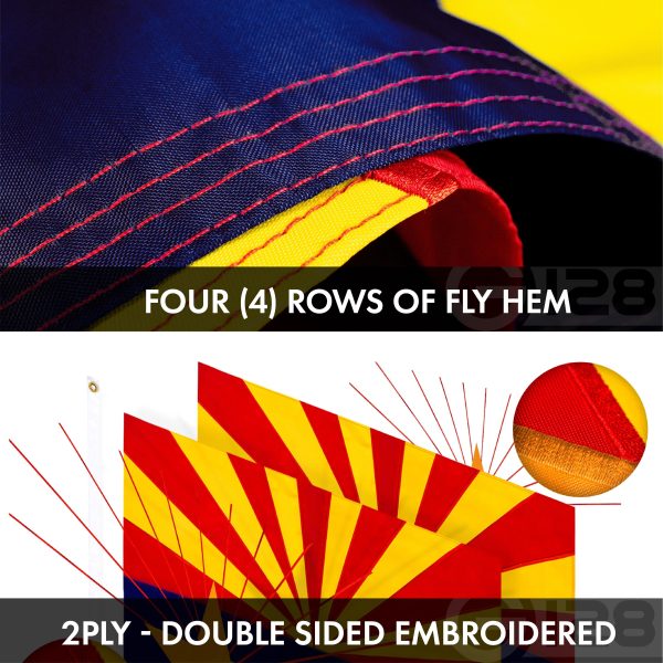 G128 Combo Pack: USA American Flag 3x5 Ft Embroidered Stars & Arizona State Flag 3x5 Ft Embroidered Double Sided 2ply - Image 8