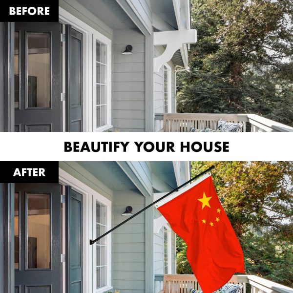 G128 Combo Pack: 6 Feet Tangle Free Spinning Flagpole (Black) China Chinese Flag 3x5 ft Printed 150D Brass Grommets (Flag Included) Aluminum Flag Pole - Image 3
