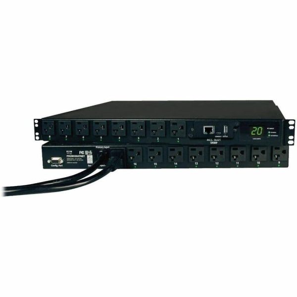 Eaton Tripp Lite Series 1.9kW Single-Phase Switched Automatic Transfer Switch PDU, 2 120V L5-20P / 5-20P Inputs, 16 5-15/20R Outputs, 1U, TAA - Image 2