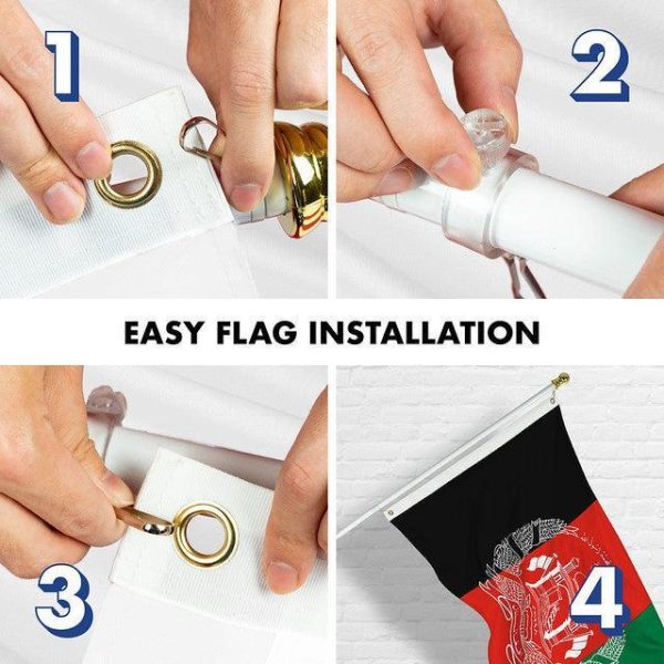 G128 Combo Pack: Flag Pole 6 FT White Tangle Free & Afghanistan Afghan Flag 3x5 FT Printed 150D Polyester - Image 7