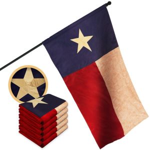 G128 5 Pack: Texas Tea-Stained Flag | 2.5x4 Ft | ToughWeave Pro Series Pole Sleeve Embroidered 420D Polyester | Embroidered Design, Indoor/Outdoor, High Quality, NO Flagpole Included