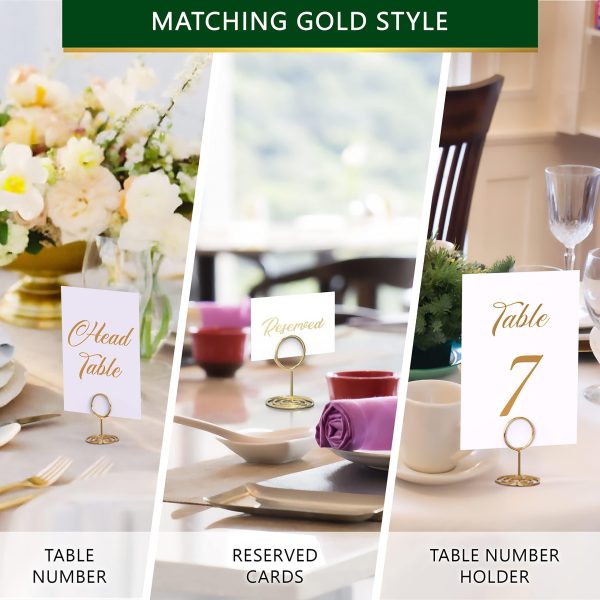 10 Pack Table Number Holders for Wedding   Gold Place Card Holder   Table Sign Holders   Picture   Photo Holders for Tables   Mini Table Number Stands Gold   Small Gold Table Number Holders Clip Stand - Image 6