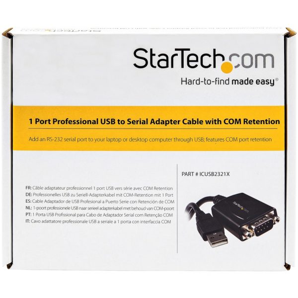 StarTech.com 1ft (30cm) 1-Port Professional USB to Serial Adapter Cable with COM Retention, USB to RS232 Adapter - TAA - Image 5