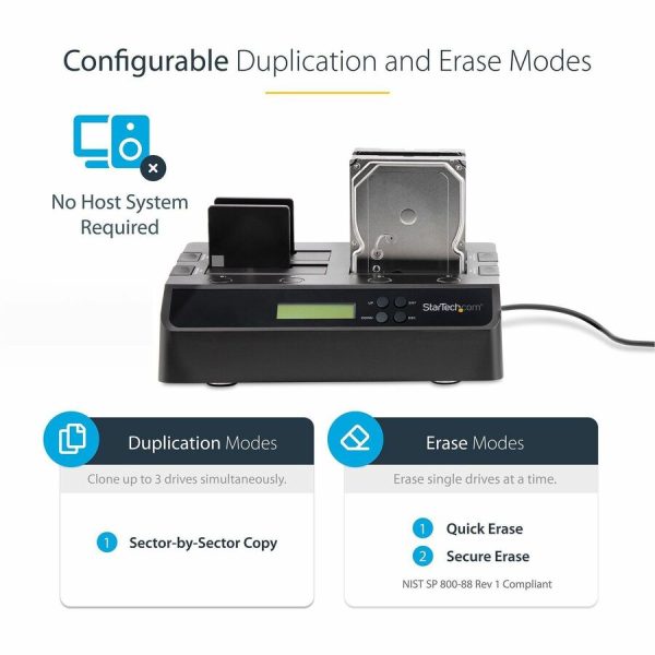 StarTech.com 4-Bay Hard Drive Duplicator and Eraser, External HDD/SSD Cloner / Copier / Wiper Tool, USB 3.0/eSATA to SATA Docking Station - Image 6