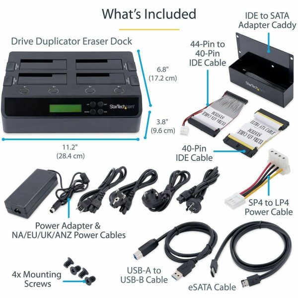 StarTech.com 4-Bay Hard Drive Duplicator and Eraser, External HDD/SSD Cloner / Copier / Wiper Tool, USB 3.0/eSATA to SATA Docking Station - Image 7