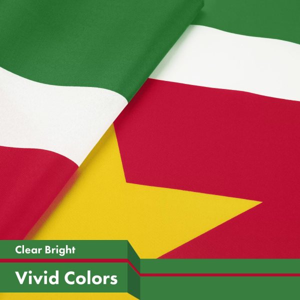 G128 10 Pack: Suriname Surinamese Flag | 3x5 Ft | LiteWeave Pro Series Printed 150D Polyester Country Flag, Indoor/Outdoor, Vibrant Colors, Brass Grommets, Thicker and More Durable Than 100D 75D Poly - Image 3