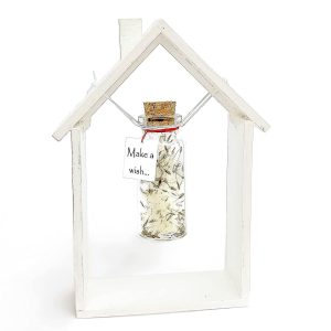 Tiny Magical Message in a Bottle Gift Idea Classy Inspirational Gifts for Him and Her Unique Presents for Women and Men (White Dandelion Make a Wish in Wooden Frame)