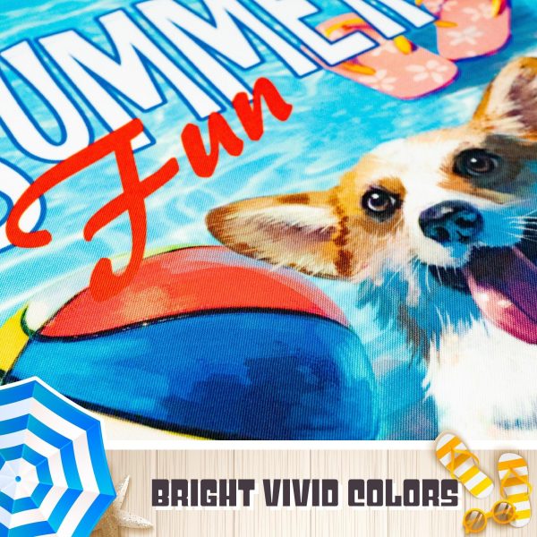 G128 Summer Fun with Dog in Pool Garden Flag | 12x18 Inch | Printed 150D Polyester - Summer Decoration, Rustic Holiday Seasonal Outdoor Flag - Image 3