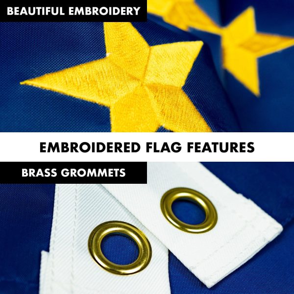 G128 - 6 Feet Tangle Free Spinning Flagpole (Silver) Alaska Flag Brass Grommets Embroidered 3x5 ft (Flag Included) Aluminum Flag Pole - Image 4