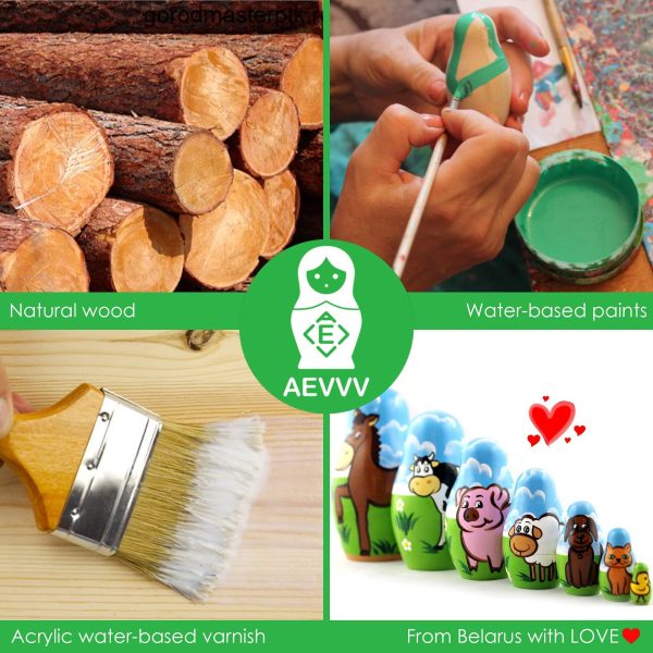 AEVVV Farm Animals Set 7 pcs Wood Nesting Dolls   Pet Figurine Set Wooden Matryoshka Stacking Items - Image 5