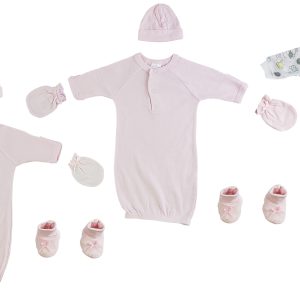 Preemie Girls Gowns, Sleep-n-play, Caps, Mittens And Booties - 8 Pc Set Cs_0070