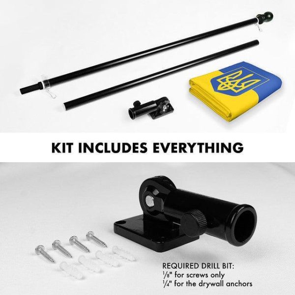 G128 Flag Pole 6FT Black Tangle Free & Ukraine Ukrainian Coat of Arms Flag 3x5 Ft Combo Printed 150D Polyester - Image 2