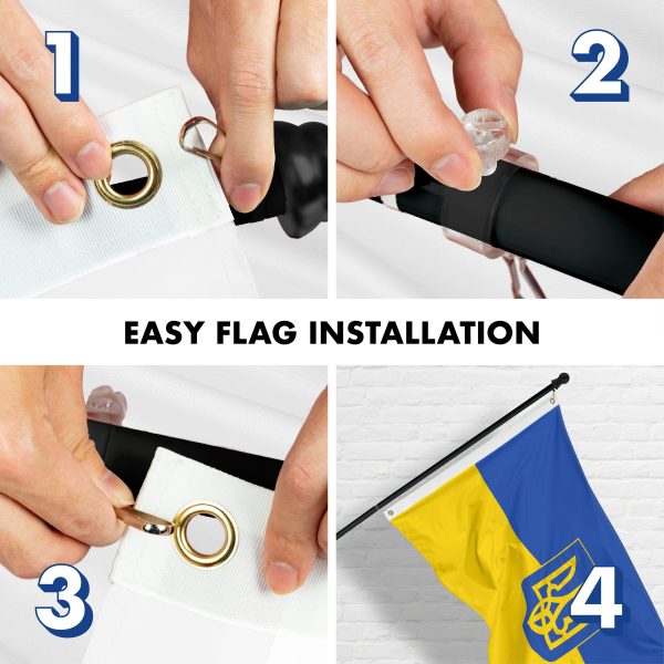 G128 Flag Pole 6FT Black Tangle Free & Ukraine Ukrainian Coat of Arms Flag 3x5 Ft Combo Printed 150D Polyester - Image 7