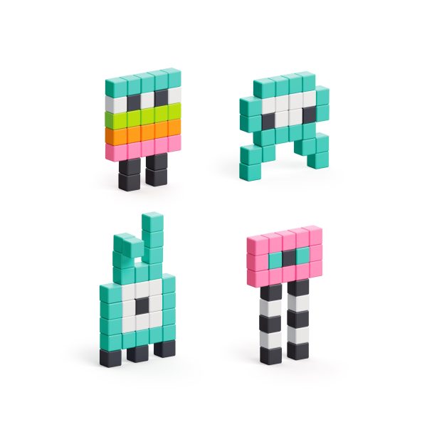 PIXIO Mini Monsters - 100 Magnetic Blocks in 6 Colors - Image 2
