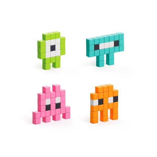 PIXIO Mini Monsters - 100 Magnetic Blocks in 6 Colors - Image 3