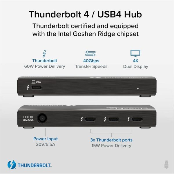 Plugable Thunderbolt 4 Hub, 4-in-1 Pure USB-C Design, Includes USB-C to 4K HDMI Adapter, Laptop Charging - Image 2