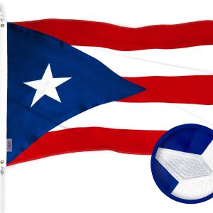G128 Puerto Rico Puerto Rican Flag | 4x6 Ft | ToughWeave Series Embroidered 300D Polyester | Embroidered Design, Indoor/Outdoor, Brass Grommets