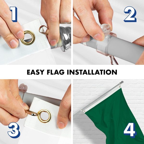 G128 Combo Pack: 5 Ft Tangle Free Aluminum Spinning Flagpole (Silver) & Solid Dark Green Color Flag 2x3 Ft, LiteWeave Pro Series Printed 150D Polyester | Pole with Flag Included - Image 7