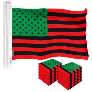 G128 10 Pack: Afro American Black Liberation BLM Flag | 3x5 Ft | LiteWeave Pro Series Printed 150D Poly | Indoor/Outdoor, Vibrant Color, Brass Grommets, Thicker and More Durable Than 100D Polyester