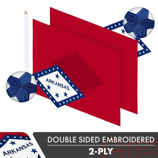 G128 Arkansas State Flag | 3x5 Ft | Double ToughWeave Series Double Sided Embroidered 210D Polyester | Embroidered Design, Indoor/Outdoor, Brass Grommets, Heavy Duty, 2-ply - Image 2