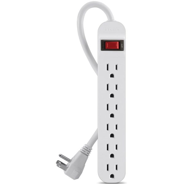 Belkin 6 Outlet Power Strip - 5 foot cord - White - Image 4