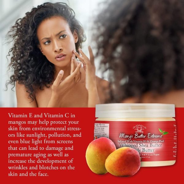 Yadain Mango Butter Extreme | Whipped Shea Butter for Face and Body Moisturizing Natural Body Butter for Skin Hydration with UV Protection 12oz - Image 2