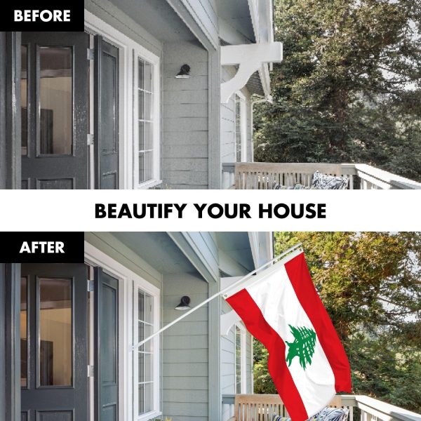 G128 Combo Pack: 6 Ft Tangle Free Spinning Flagpole (White) & Lebanon Flag 3x5 Ft Printed 150D Polyester, Brass Grommets (Flag Included) Aluminum Flag Pole - Image 3