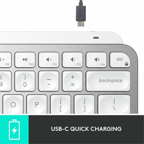Logitech MX Keys Mini Minimalist Wireless Illuminated Keyboard, Compact, Bluetooth, USB-C, Pale Gray - Image 9