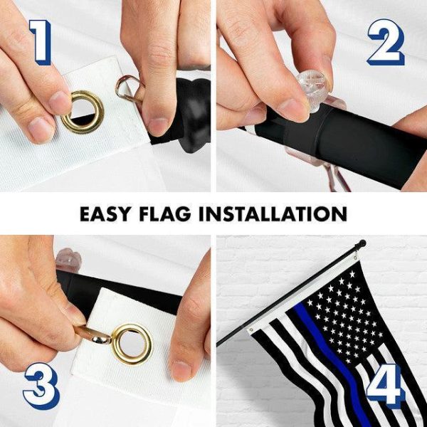 G128 Combo Pack: 6 Feet Tangle Free Spinning Flagpole (Black) Thin Blue Line Flag 3x5 ft Printed 150D Brass Grommets (Flag Included) Aluminum Flag Pole - Image 7