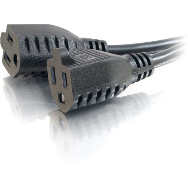 C2G 18in 1-to-2 Power Cord Splitter - 16 AWG - NEMA 5-15P to NEMA 5-15R - Image 2