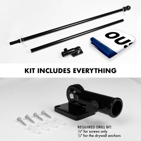 G128 Combo Pack: 6 Feet Tangle Free Spinning Flagpole (Black) Open House Flag 3x5 ft Printed 150D Brass Grommets (Flag Included) Aluminum Flag Pole - Image 2