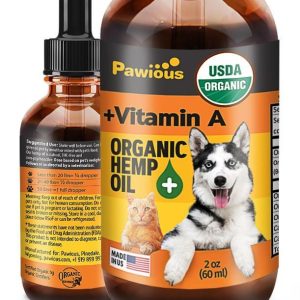 Hemp Oil for Dogs & Cats   Large 2oz Bottle Made in USA   Joint Pain and Anxiety Relief Arthritis Seizures   Calming Aid Supplement with Vitamins A C E and Omega 3 6 9 100% Organic Hemp