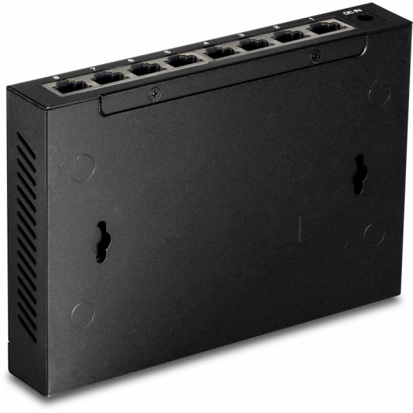 TRENDnet 8-Port Unmanaged 2.5G Switch, 8 x 2.5GBASE-T Ports, 40Gbps Switching Capacity, Backwards Compatible with 1000Mbps Devices, Fanless, Wall Mountable, Black, TEG-S380 - Image 5