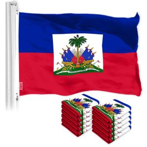 G128 10 Pack: Haiti Haitian Flag | 3x5 Ft | LiteWeave Pro Series Printed 150D Polyester | Country Flag, Indoor/Outdoor, Vibrant Colors, Brass Grommets, Thicker and More Durable Than 100D 75D Polyester